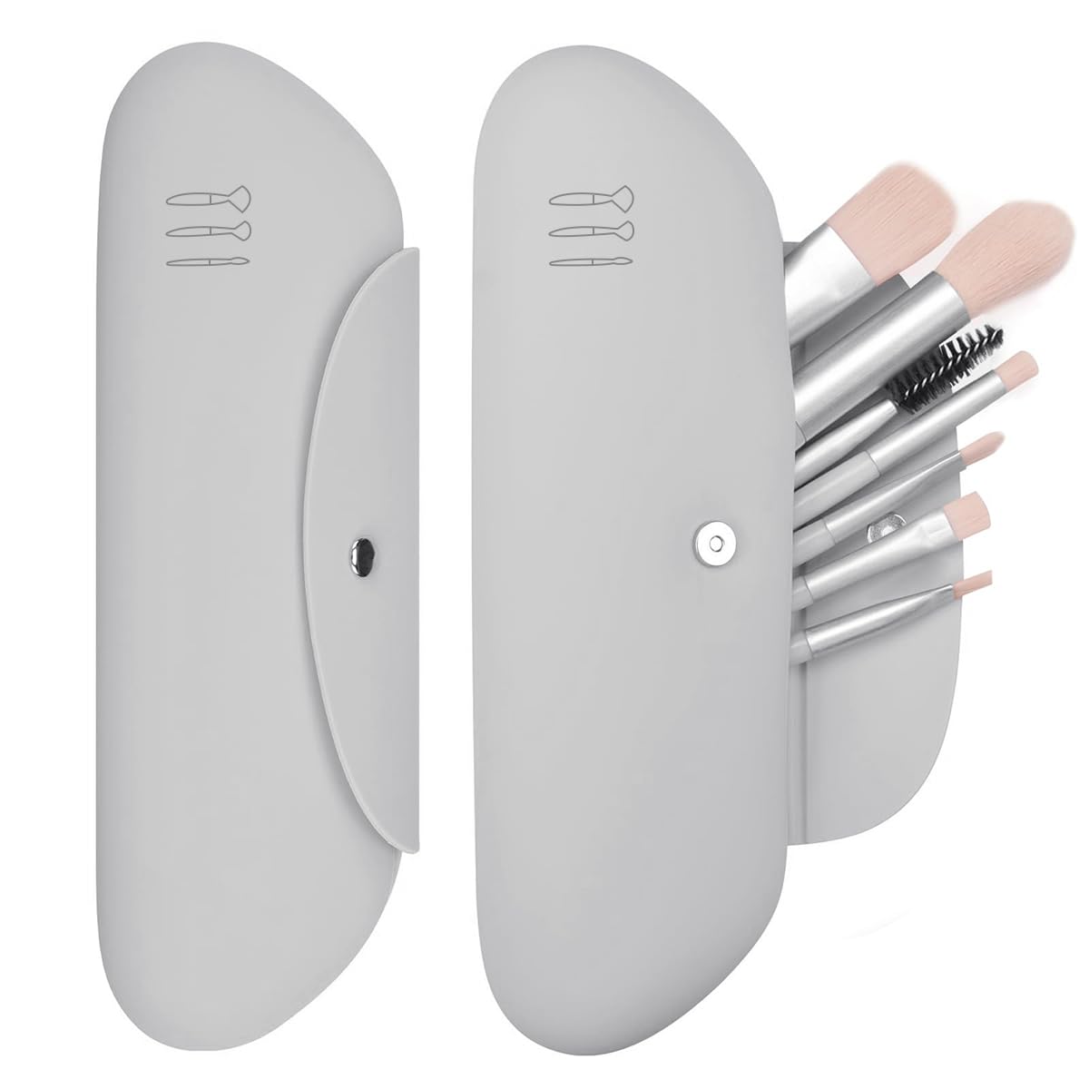 MAYCREATE Makeup Brush Holder Silicone Soft Travel Makeup Brushes Pouch Case, Portable Anti-Fall Out Cosmetic Face Brush Organizer Tool - Snap Button Closure MAYCREATE Makeup Brush Holder Silicone Soft Travel Makeup Brushes Pouch Case, Portable Anti-Fall Out Cosmetic Face Brush Organizer Tool - Snap Button Closure